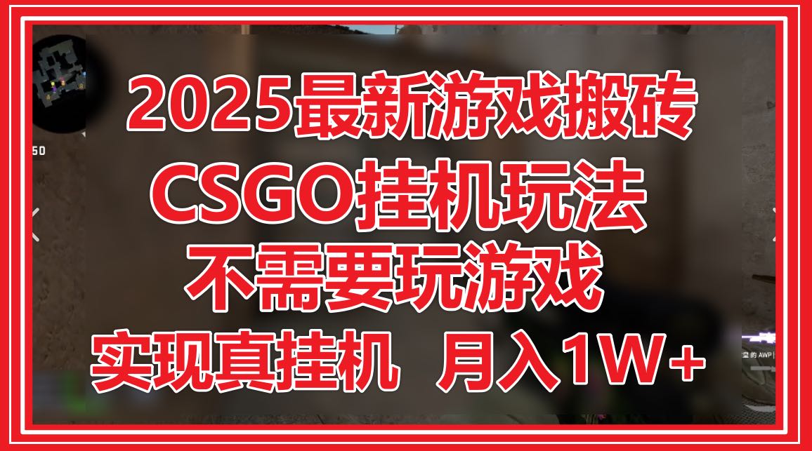 2025最新游戏搬砖，CSGO挂机，不需要玩游戏，实现真挂机，月入1W+-网创之家