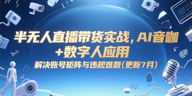 半无人直播带货实战，AI音咖+数字人应用 解决账号矩阵与违规难题(更新7月-网创之家