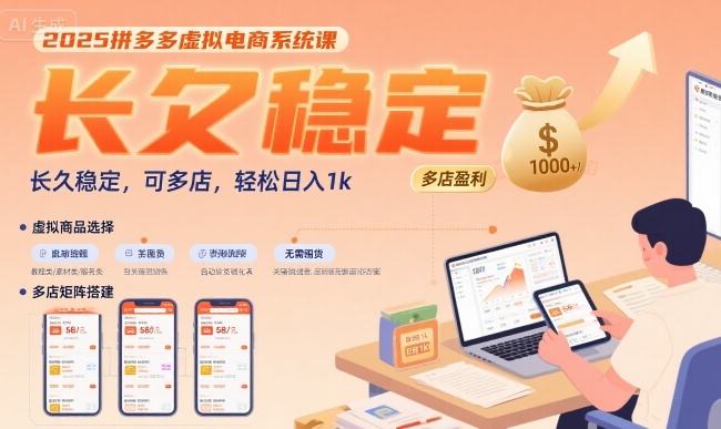 2025拼多多虚拟电商系统课，长久稳定，可多店，轻松日入1k-网创之家