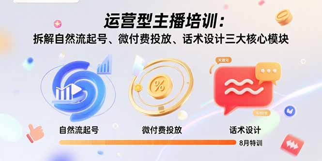 运营型主播培训：拆解自然流起号、微付费投放、话术设计三大核心模块-8月-网创之家