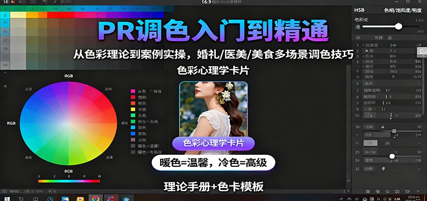 PR调色入门到精通:从色彩理论到案例实操,婚礼/医美/美食多场景调色技巧-网创之家