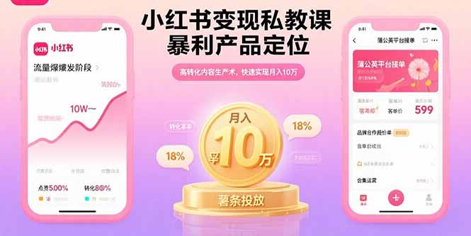小红书变现私教课,暴利产品定位,高转化内容生产术,快速实现月入10万-网创之家