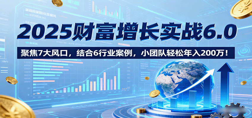 2025财富增长实战6.0,聚焦7大风口,结合6行业案例,小团队轻松年入200万!-网创之家