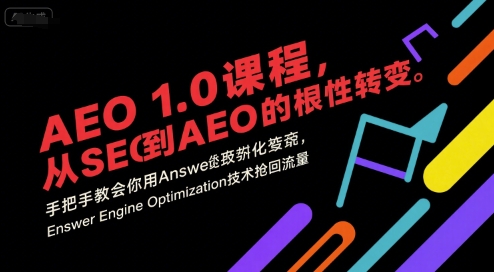 AEO 1.0 课程，从SEO到AE0的基命性转变，手把手教会你用AnswerEngineOptimization技术抢回流量-网创之家