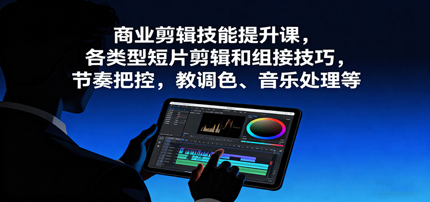 商业剪辑技能提升课，各类型短片剪辑和组接技巧，节奏把控，教调色、音乐处理等-网创之家