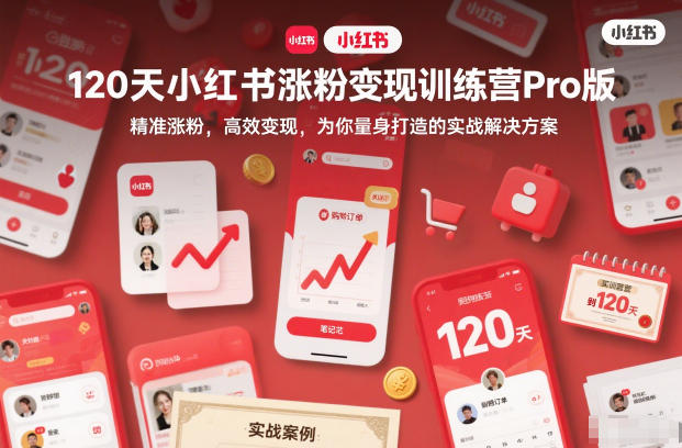 120天小红书涨粉变现训练营Pro版,精准涨粉,高效变现,为你量身打造的实战解决方案-网创之家