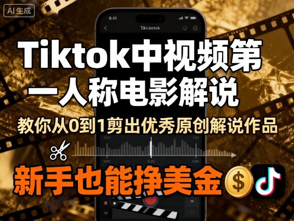 Tiktok中视频第一人称电影解说，教你从0到1剪出一个优秀的原创解说作品，新手也能挣美金-网创之家