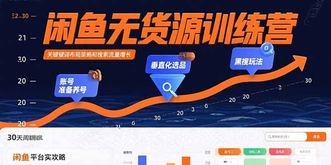 闲鱼无货源训练营：账号准备养号/垂直化选品/黑搜玩法，0基础30天盈利指南-网创之家