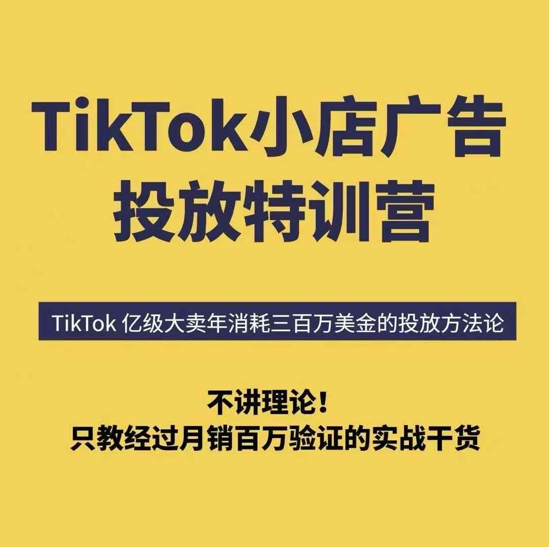 TikTok小店广告投放特训营，6天破局计划专治各种“投不动”，教你经过月销百万验证的实战干货-网创之家