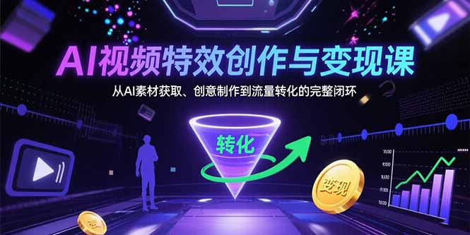AI视频特效创作与变现课：从AI素材获取、创意制作到流量转化的完整闭环-网创之家