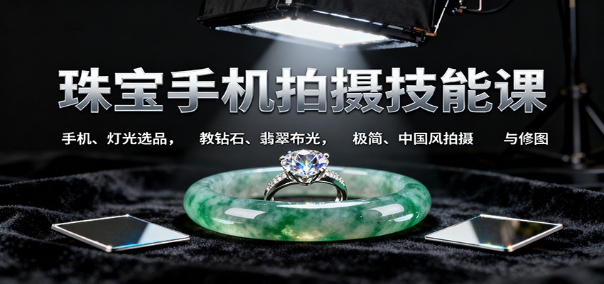 珠宝手机拍摄技能课:手机、 灯光选品，教钻石、翡翠布光，极简、中国风拍摄与修图-网创之家