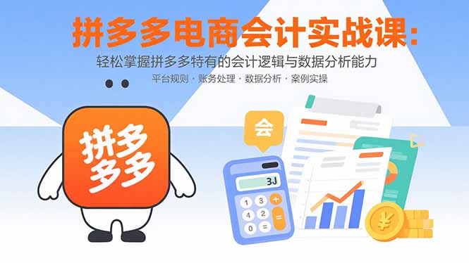 拼多多电商会计实战课：轻松掌握拼多多特有的会计逻辑与数据分析能力-网创之家