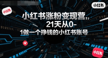 小红书涨粉变现营，21天从0-1做一个挣钱的小红书账号-网创之家