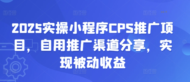 2025实操小程序CPS推广项目，自用推广渠道分享，实现被动收益-网创之家