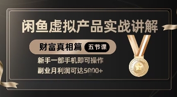 精品！闲鱼虚拟产品实战讲解，新手一部手机即可操作，副业月利润可达5k+-网创之家