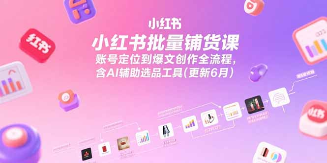 小红书批量铺货课，账号定位到爆文创作全流程，含AI辅助选品工具(更新6月-网创之家