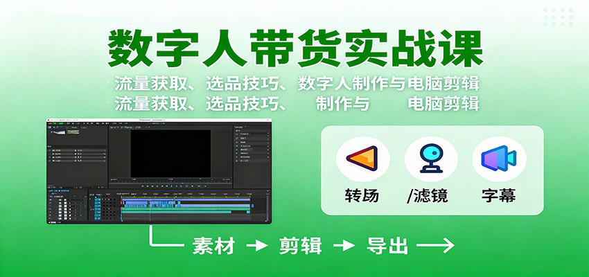数字人变现实战课：流量获取、选品技巧、数字人制作与电脑剪辑-网创之家