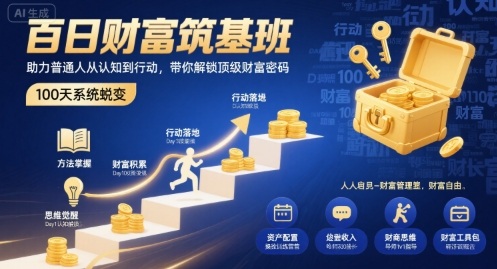百日财富筑基班，助力普通人从认知到行动，带你解锁顶级财富密码-网创之家