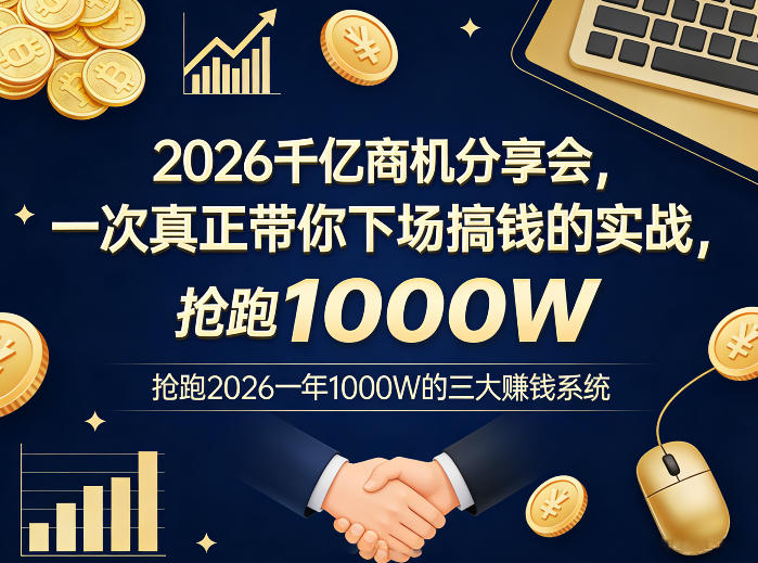 2026千亿商机分享会，一次真正带你下场搞钱的实战，抢跑2026一年1000W的三大賺钱系统-网创之家