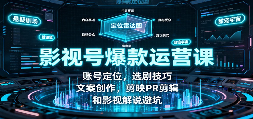 影视号爆款运营课：账号定位，选剧技巧，文案创作，剪映PR剪辑和影视解说避坑-网创之家