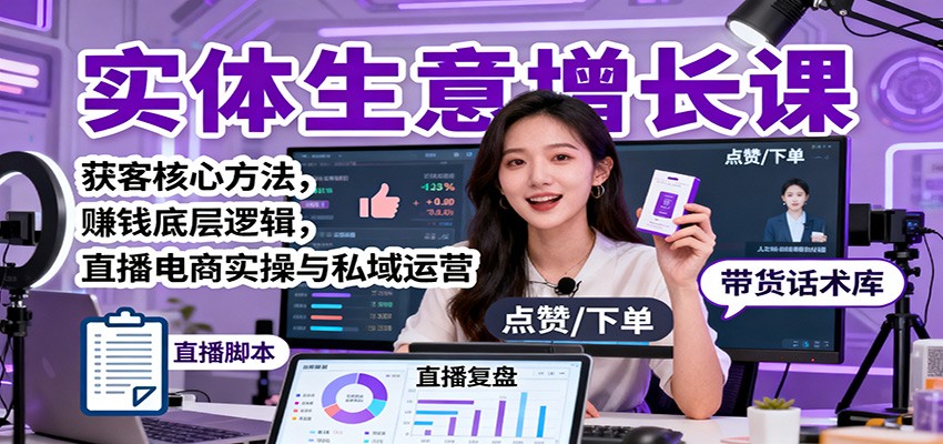 实体生意增长课：获客核心方法，赚钱底层逻辑，直播电商实操与私域运营-网创之家