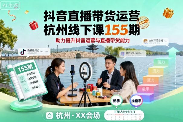 抖音直播带货运营杭州线下课155期，助力提升抖音运营与直播带货能力-网创之家