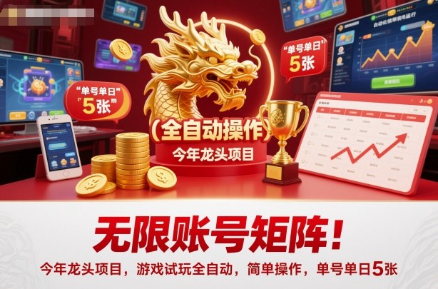 无限账号矩阵！今年龙头项目，游戏试玩全自动，简单操作，单号单日5张【揭秘】-网创之家