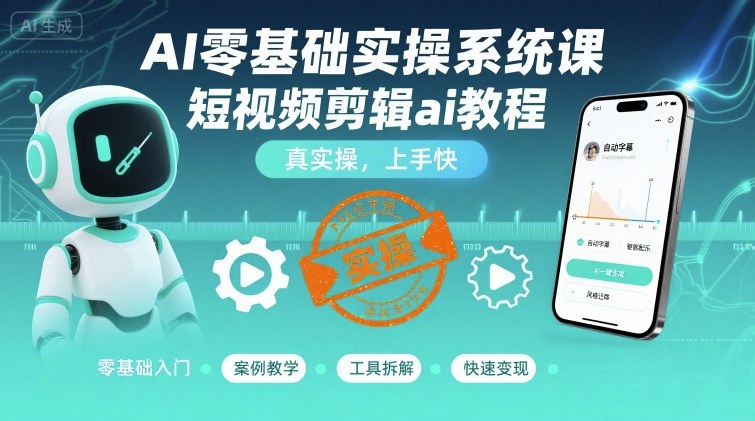 AI零基础实操系统课，短视频剪辑ai教程，真实操，上手快-网创之家