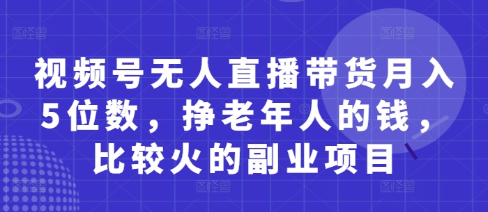 视频号无人直播带货月入5位数，挣老年人的钱，比较火的副业项目-网创之家