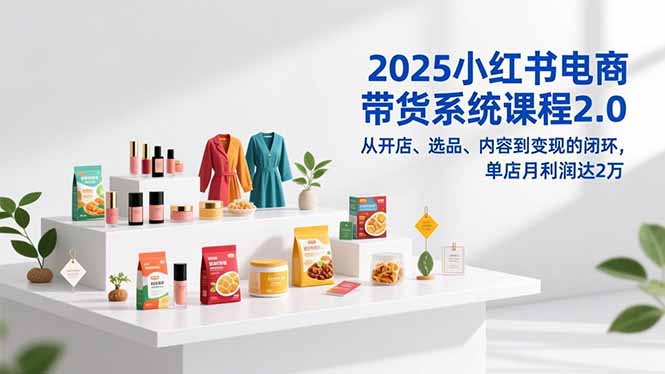 2025小红书电商带货系统课程2.0，从开店、选品、内容到变现的闭环，单店月利润达2万-网创之家
