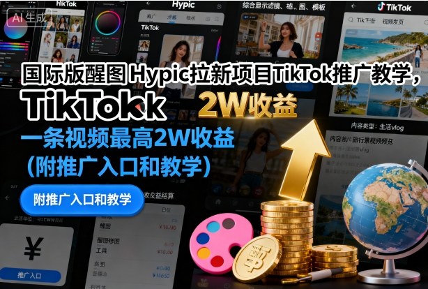 国际版醒图Hypic拉新项目TikTok推广教学，一条视频最高2W收益(附推广入口和教学)-网创之家
