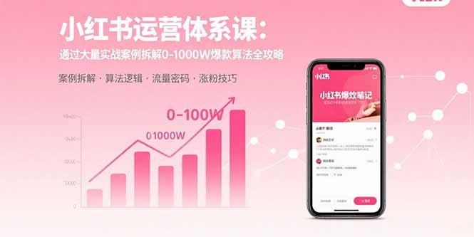 小红书运营体系课：通过大量实战案例拆解0-1000W爆款算法全攻略-网创之家