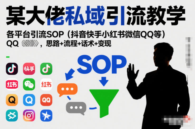 某大佬私域引流教学，各平台引流SOP(抖音快手小红书微信QQ等)，思路+流程+话术+变现-网创之家