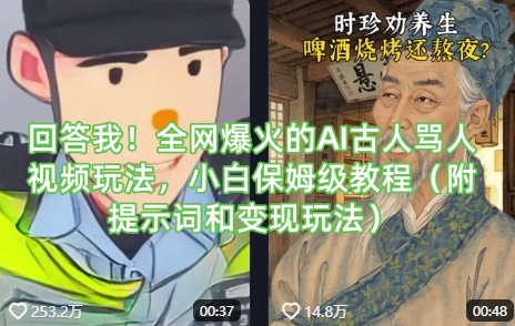 回答我！全网爆火的AI古人骂人视频玩法，小白保姆级教程(附提示词和变现玩法)-网创之家