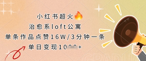 小红书超火的治愈系loft公寓，单条作品点赞16W，3分钟一条，单日变现数张-网创之家