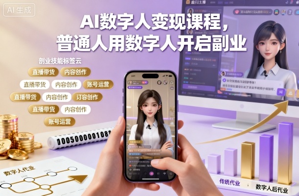 AI数字人变现课程，普通人用数字人开启副业-网创之家