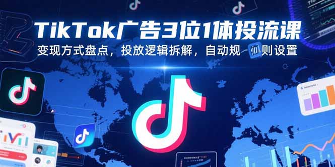 TikTok广告3位1体投流课，变现方式盘点，投放逻辑拆解，自动规则设置-网创之家