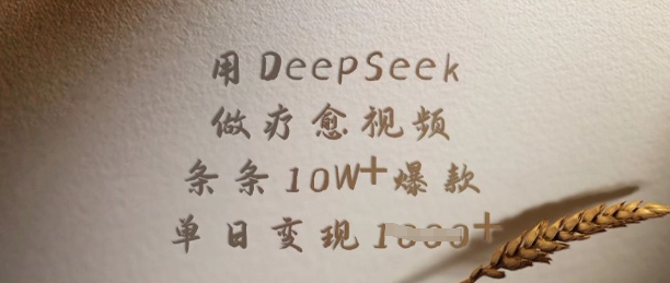 用DeepSeek做疗愈视频，条条10W+爆款，单日变现多张-网创之家