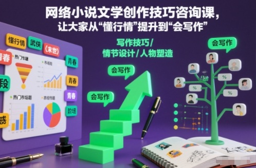 网络小说文学创作技巧咨询课,让大家从“懂行情”提升到”会写作”的高度-网创之家