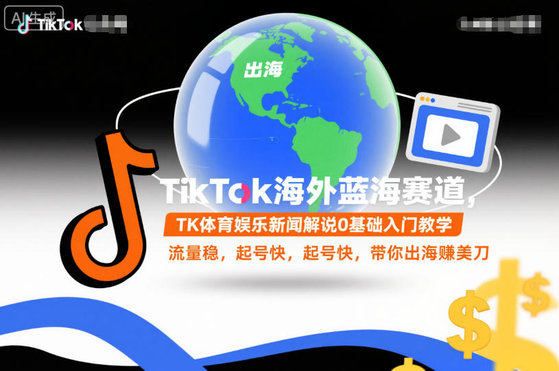 TikTok海外蓝海赛道，TK体育娱乐新闻解说0基础入门教学，流量稳，起号快，带你出海賺美刀-网创之家