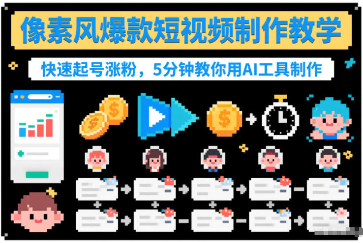 像素风爆款短视频制作教学，快速起号涨粉，5分钟教你用AI工具制作-网创之家