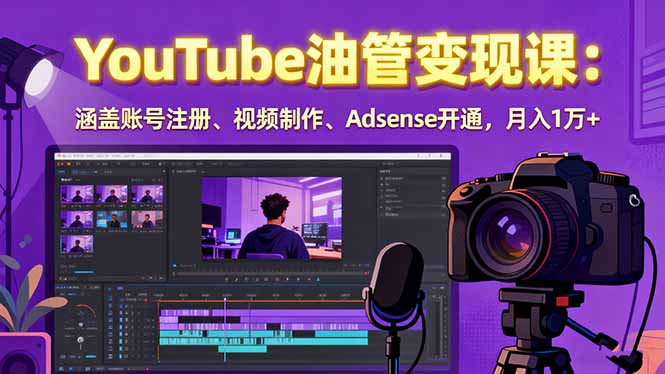 2025YouTube油管变现课：涵盖账号注册、视频制作、Adsense开通，月入1万+-网创之家