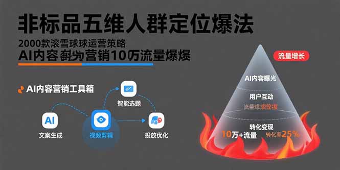 非标品五维人群定位法，2000款滚雪球运营策略，AI内容营销10万流量引爆-网创之家