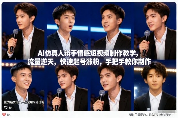 AI仿真人辩手情感短视频制作教学，流量逆天，快速起号涨粉，手把手教你制作-网创之家