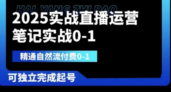 2025实战直播运营0-1，精通自然流付费0-1，可独立完成起号-网创之家