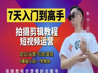 7天入门到高手，短视频剪辑运营高手课，定位 运营 引|流 变现，0基础小白一学就会-网创之家