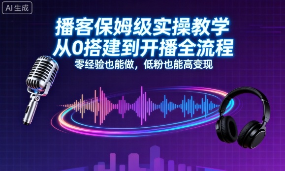 播客保姆级实操教学，从0搭建到开播全流程，零经验也能做，低粉也能高变现-网创之家