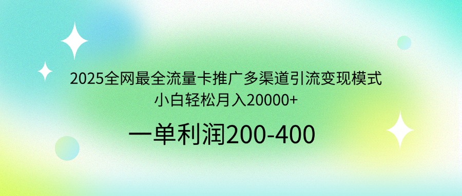 2025全网最全流量卡推广多渠道引流变现模式，小白轻松月入20000+-网创之家