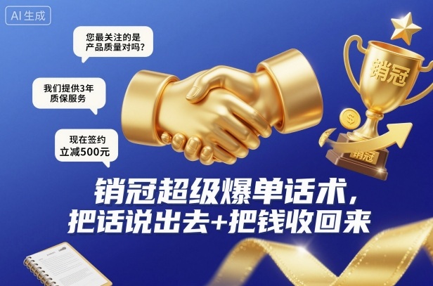 销冠超级爆单话术，把话说出去+把钱收回来-网创之家