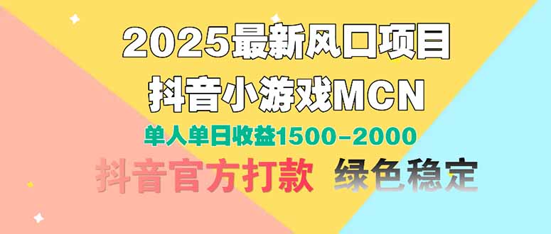 2025最新风口项目 抖音小游戏MCN 单人单日收益1500-2000+-网创之家